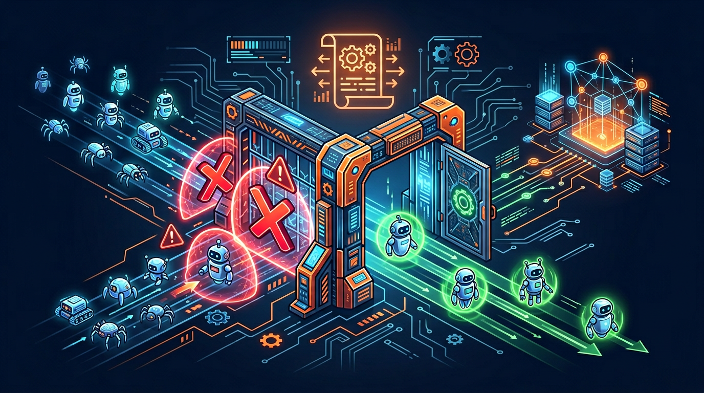 Robots.txt file acting as a gateway filtering AI bot access