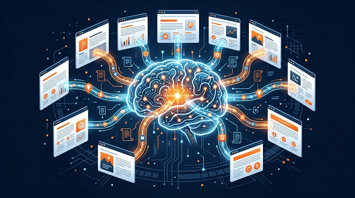 AI model pulling content from multiple websites into a generated summary answer