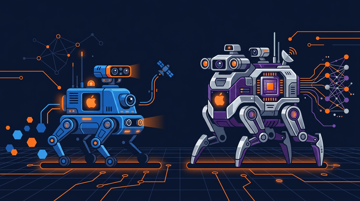Two Apple robot crawlers side by side showing Applebot for search and Applebot-Extended for AI training