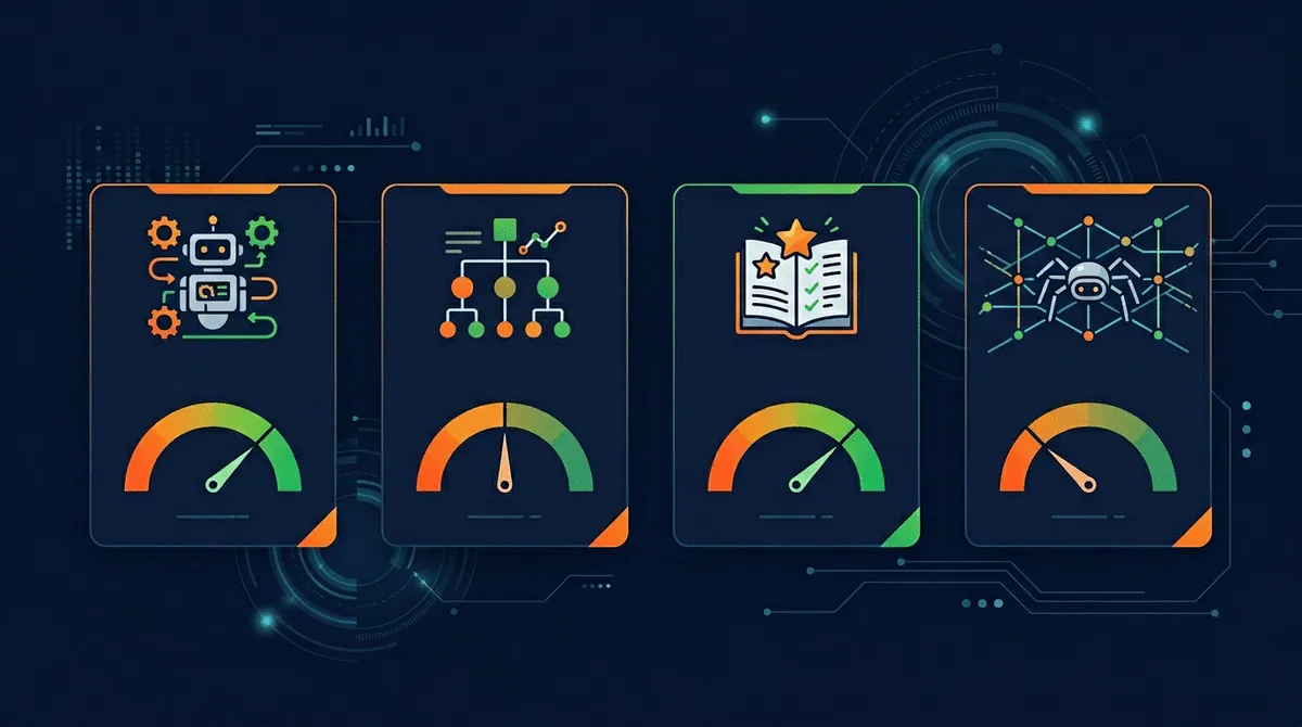 AI SEO scorecard dashboard with grades for robots.txt, schema, content quality, and crawl access