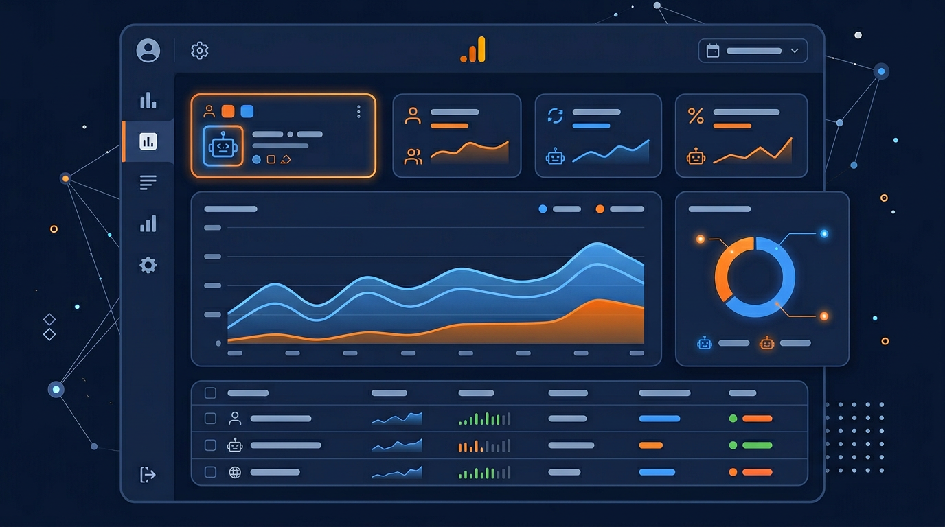 Google Analytics dashboard with custom AI bot traffic segment showing crawler visits