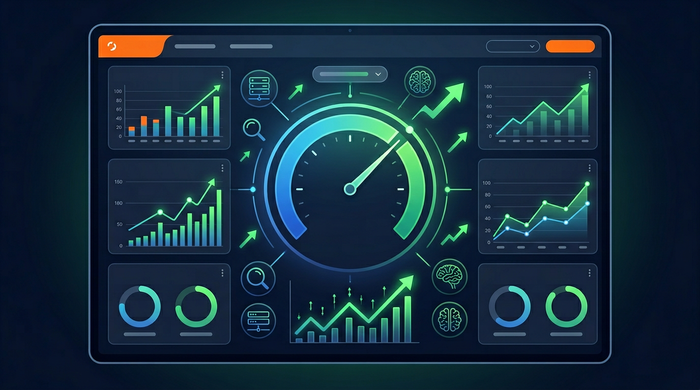AI Visibility Score dashboard showing score gauge and metrics