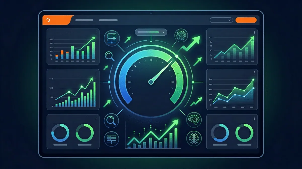 AI Visibility Score dashboard showing score gauge and metrics