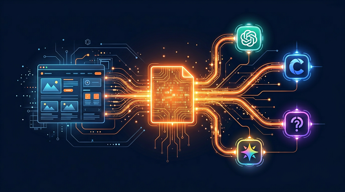 llms.txt connecting a website to AI systems like ChatGPT, Claude, and Gemini