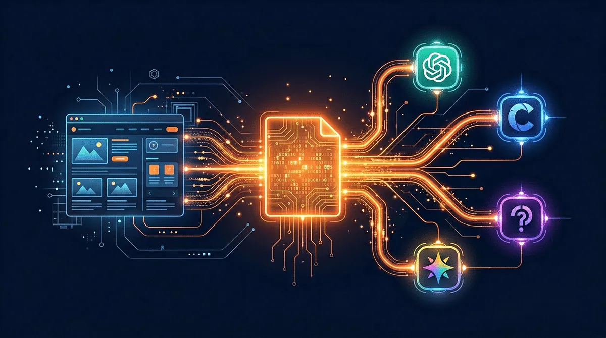 llms.txt connecting a website to AI systems like ChatGPT, Claude, and Gemini