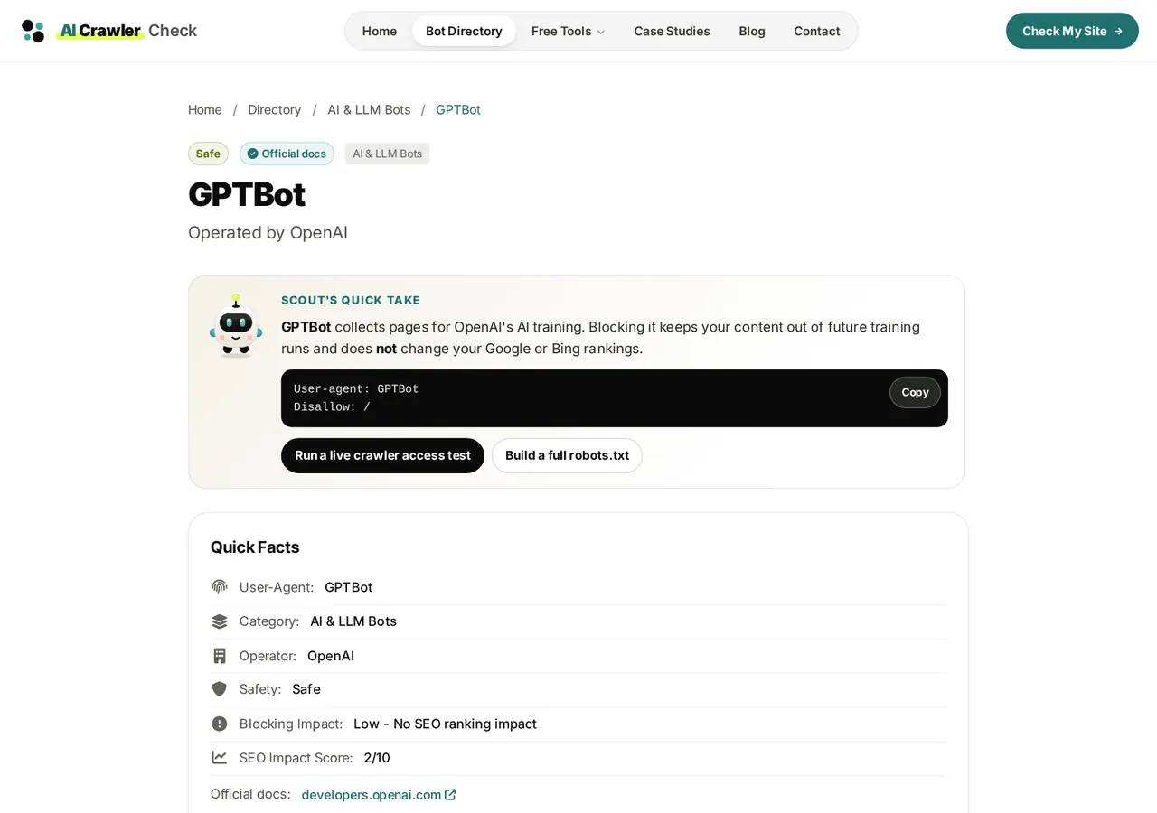 After, v6.3: the v6.3 GPTBot profile page