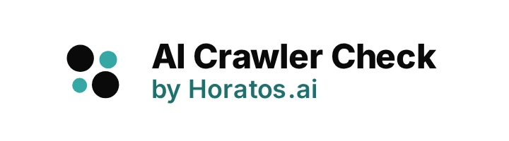 Before, v6.2: the logo with AI Crawler Check in bold and a by Horatos.ai line below